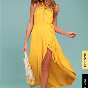 MARISHA GOLDEN YELLOW HALTER WRAP DRESS used